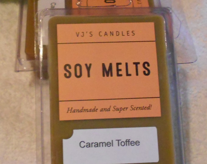 Three Packages of Scented Wax Melts for Wax Melt Warmers: Caramel Toffee, Caribbean Escape, and Carrot Cake