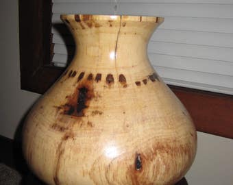 Handmade Spalted Pecan turned wood vase-13 in. high-SALE