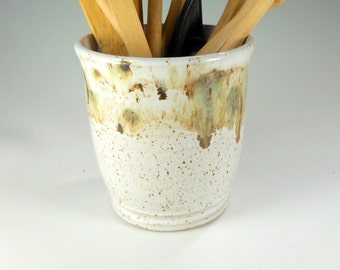 Ceramic utensil holder, utensil holder pot, stoneware utensils pot, pottery utensil holder, kitchen utensil storage jar, ceramic vase