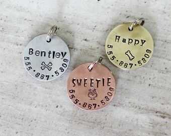 Simple pet tag / dog tag / pet Identification / ID tag / Copper / Brass / Silver / aluminum / stamped / not engraved / Inexpensive A070