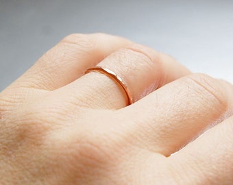 simple minimal copper ring hammered and adjustable