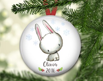personalized Christmas ornaments for baby - baby's first christmas ornament - bunny Christmas ornaments for kids - ORN-PERS-6