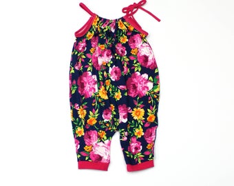 Baby Girl Romper Sunsuit - Baby Girl Clothes - Baby Girl Jumper - Baby Girl Outfit - Bright Floral