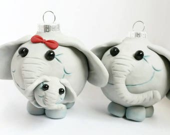 Elephant family Christmas ornaments