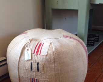 Pouf Floor Pouf Ottoman Grain Sack Pouf Footstool Floor Cushion Pouf Pillow