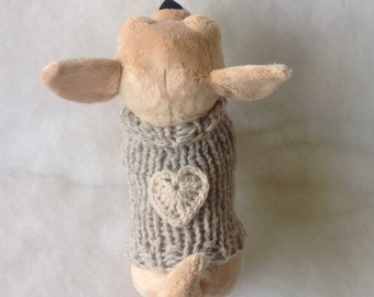 Puppy chihuahua coat eco cashmere 100% Precious chihuahua sweater Eco Cashmere made in Italy Handmade small dog sweater with beige heart