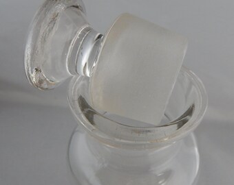 Antique Glass Medical Apothecary Bottle w/ Ground Crystal Stopper Top 7"