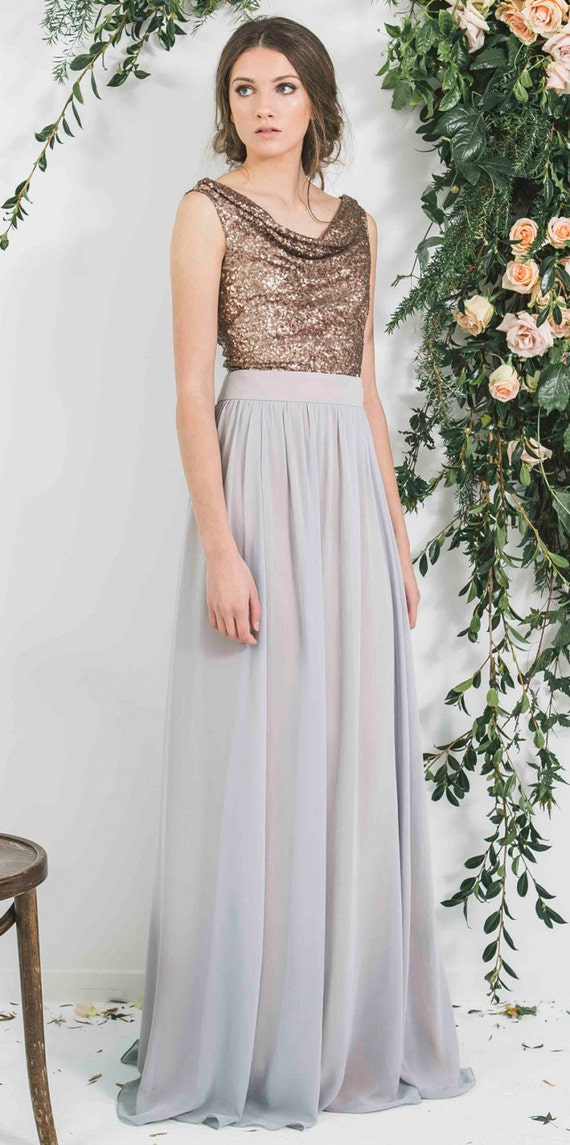 gray chiffon maxi skirt