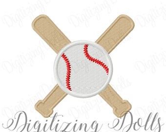 Baseball and Bats Solid Fill Machine Embroidery Design 2x2 3x3 4x4 Sports Softball INSTANT DOWNLOAD