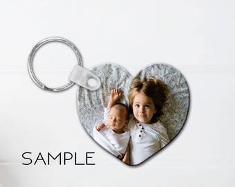 Heart Photo Key Chain, Custom Keychain, Personalized Keychain, Double Sided Heart Keychain, Gifts for Her, Plastic key chain