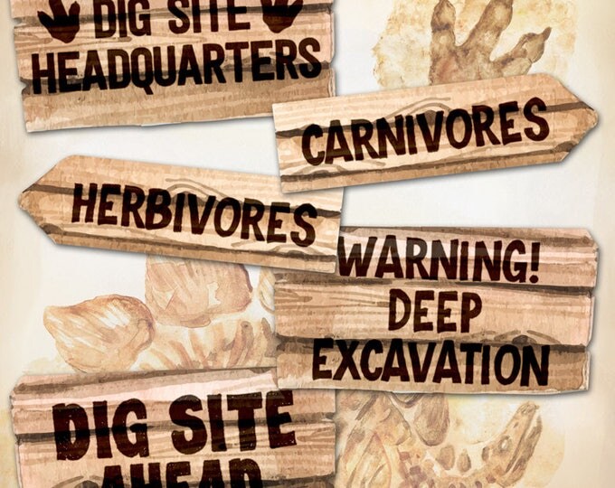 Dinosaur Dig Excavation Party Sign Decor, A3 size, Instant Download, Print your own