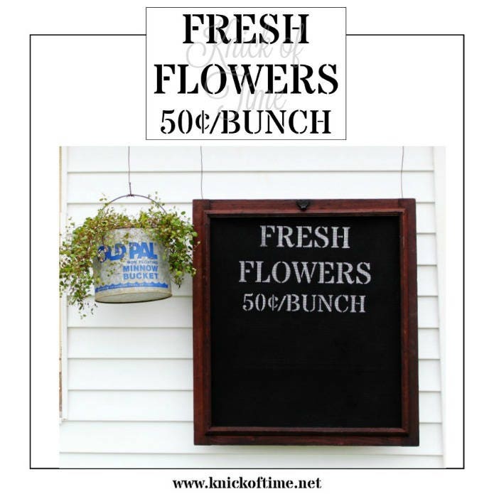 FRESH FLOWERS Farmhouse Stencil DIY Home Decor signs