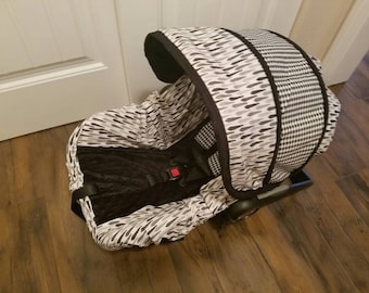 Baby Boy Infant Car Seat Cover, Dapper Boy Car Seat Covers, Infant Car Seat Covers Boy, Ties and Houndstooth-Free strap covers
