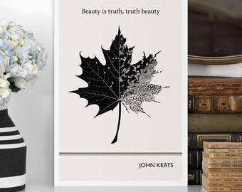 Modern Art Prints, John Keats Quote Minimalist Poster, Large Wall Art Print, Quote Posters, Literary Gifts, Vertical Living Room