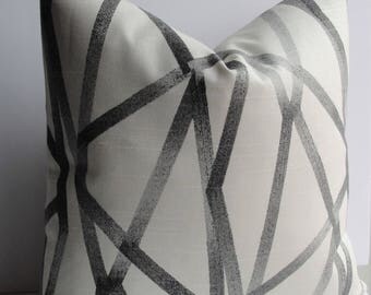 Grey Geometric Intersections designer pillow cover Decorative throw pillow from Genevieve Gorder for Waverly- BOTH SIDES abstract