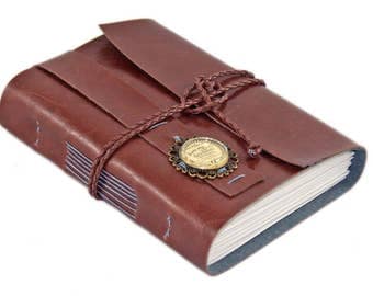 Light Brown Faux Leather Journal with Lined Paper - Cameo - Travel Journal - Ready to Ship - Vegan Journal - Blank Notebook