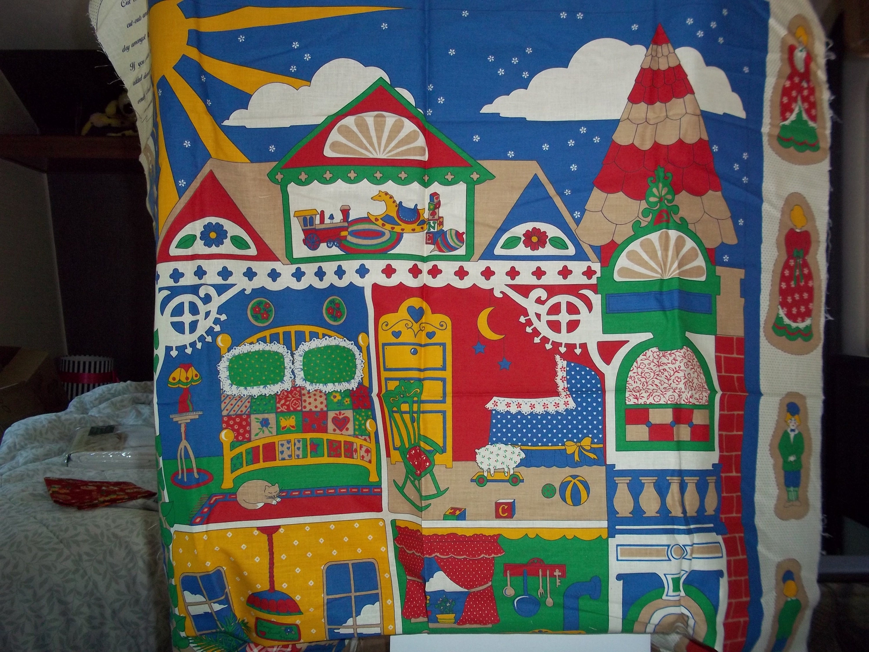 Vintage Fabric Dollhouse Wall hanging from LullabyRose2010 on Etsy Studio