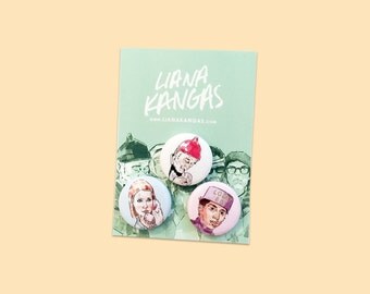 Wes Anderson Pin Set | Steve Zissou Pin, Where's my Lobby Boy, The Royal Tenenbaums, Bill Murray Art, The Life Aquatic, Wes Anderson Gift