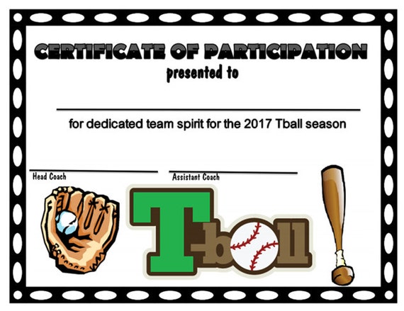 2017 Tball Sports Certificate Digital Download Green
