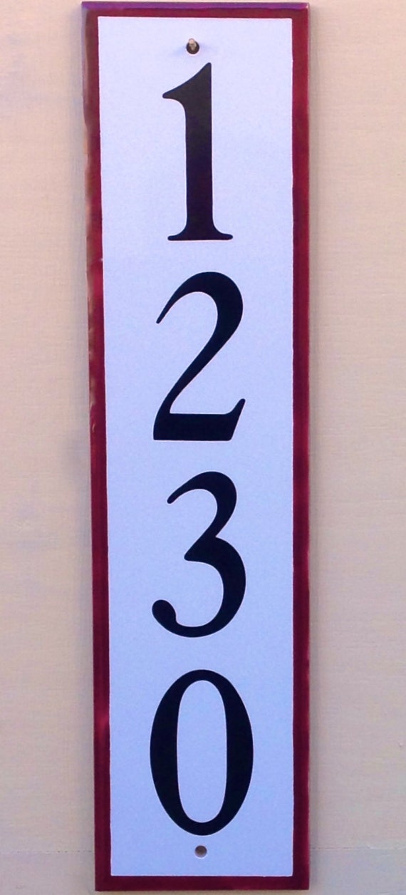 Vertical House Number Tile Address Plaque with Blue or