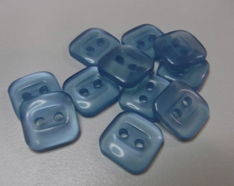 11 Light Blue Transparent Square Buttons Size 3/8"