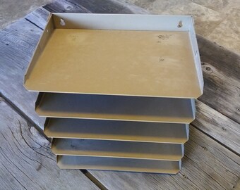 SALE/Vintage Industrial Metal Mail Sorter/Mid Century/Bill Holder/Office Decor/Organization