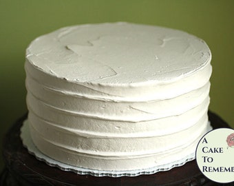 8" round faux cake, ridged icing fake cake for photo shoots and home staging. Wedding cake topper display, food prop or theatrical prop