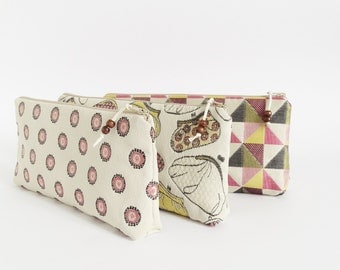Bridesmaids Gifts Clutches Trio, Wedding Proposal OOAK Set of 3, Will You Be My Matron of Honor, Cosmetics Organizer Pouches
