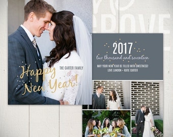 New Years Card Template: Confetti A - 5x7 New Year Card Template for Photographers