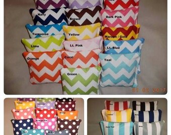 Cornhole bags Wedding corn hole bean bags Chevron polka dots stripes gray grey yellow maroon teal aqua purple red blue green navy pink bags