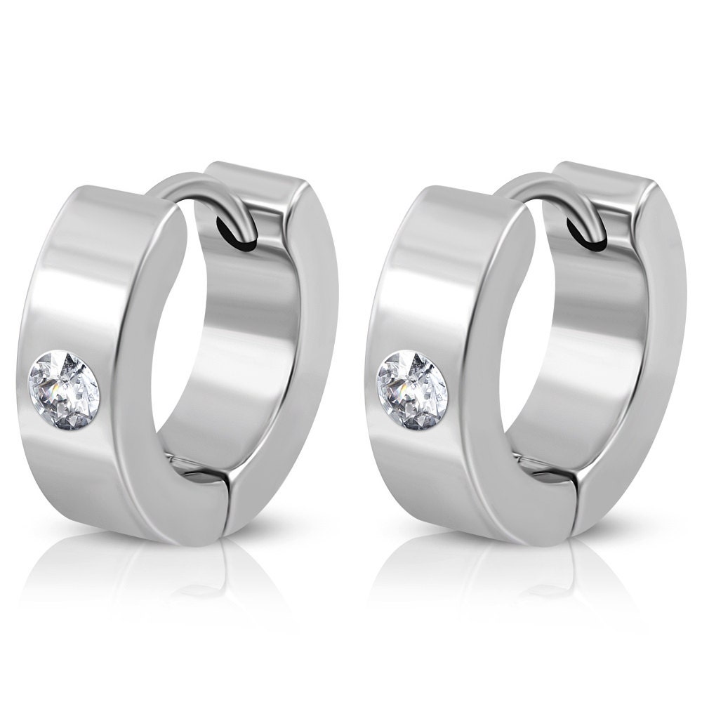 316L Silver Stainless Steel Clear CZ Earring Cuffs NonTarnish for your