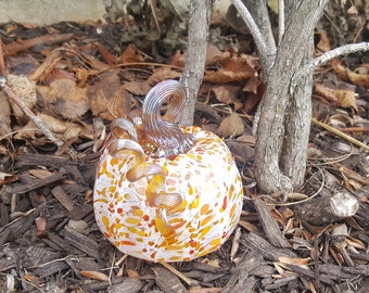 Blown glass pumpkin - winter theme
