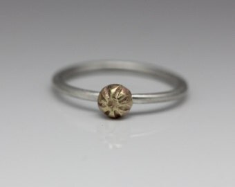 Stacking Ring, Sterling Silver & 18k Gold Ring, Gold and Silver, Boho Ring, Mixed Metals, Le Chien Noir, Size 7.5