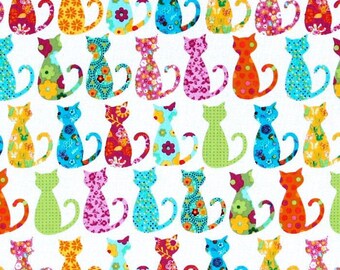 Calico Cats on White from Michael Miller
