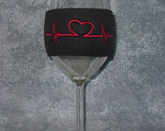 Wine Glass Sleeve,Coffee Sleeve, Coffee Cozy, Medical Heart