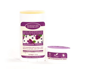 Natural Deodorant, Blueberry Violets - Aluminum Free Deodorant - Ripe Blueberries, Violet Flowers