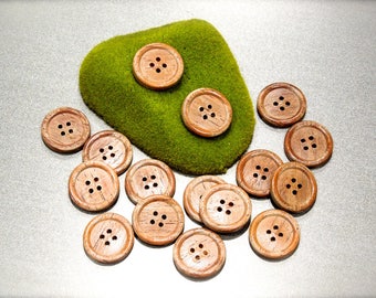 VINTAGE: 20 Rustic Distressed Wood Buttons - Natural Wood Buttons - SKU 17-B1-00008138