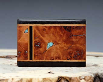 Exotic Wood and Turquoise Inlaid Belt Buckle - Handmade
