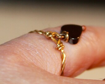 Black Heart Ring, Silver Heart Ring,For her, Simple Everyday, Bridesmaid Jewelry, Unique ring, Little Ring, Dainty, Chic, Modern Minimalist