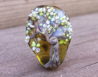 Lampwork Glass Tree Focal Bead on a gorgeous base.