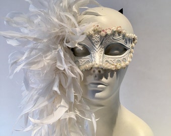 White Mask- Diner en Blanc- Mask- Masquerade Mask- Costume party mask- Masked ball- Masquerade Ball- Mardi Gras- Bridal mask- Custom Mask