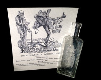 Quack Medicine Bottle - Antique Brown's Instant Relief - Norway, Maine