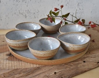 Pottery Wedding Gift, Modern Passover Seder plate, Pesach Plate, White Ceramic bowl set, Serving Tray, Bowl Serving set, Snack Bowls Set