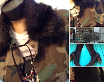 Vintage faux fur collar free domestic shipping