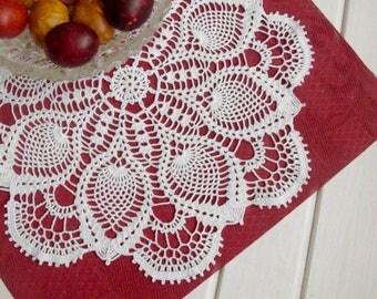 Large lace doily Pineapple crochet doilies Crochet centerpiece Pineapple lace doily Crochet decoration Lace decor 17 inches No. 350