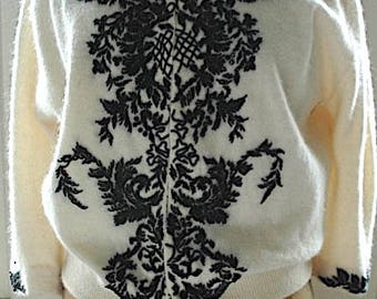 Vintage Beaded Cardigan - "Cashmere Chic" - SALE
