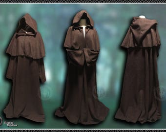 Monks robes, enclosed front, pagan robes, druid, wicca, magick, sorcerer, LARP, Rennaisance festival and fayres, removable cape