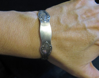 Spoon Jewelry Bracelet, silverware cuff vintage oneida WM A Rogers, adjustable