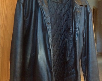 SALE! 40% OFF! Black Leather Jacket, Size Men's Large