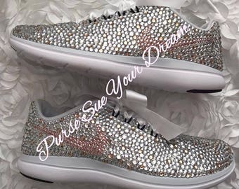 Crystal Rhinestone Nike Shox Designed Shoes - Swarovski Crystals - Custom Shoes - Wedding Nikes - Swarovski Nikes - Rose Gold Nike Shoe